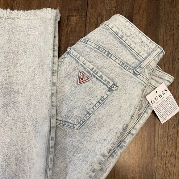 Guess Acid Wash Y2K Wide Leg Crop Jeans - Picture 11 of 11